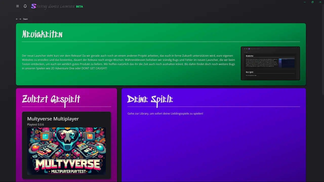 Sketchy Games Launcher, Startseite